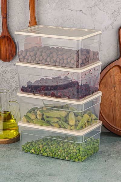 welcomein 4-Piece Refrigerator Organizer - Microwave and Diffracted Convenient Storage Container Set