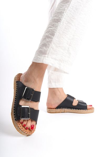 Mubiano Collection Papuci de damă din piele naturală neagră -mcsvk23t003-s