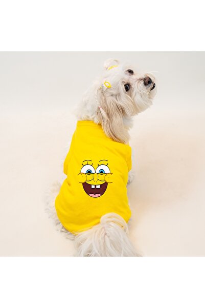 Buddy Store ملابس ملابس القطط والكلاب - قميص داخلي أصفر مطبوع (قطن ممشط 100%)