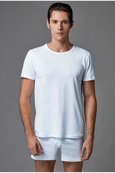 Eros Men'S, 100% Cotton, High Collar, Short Sleeve, T-Shirt