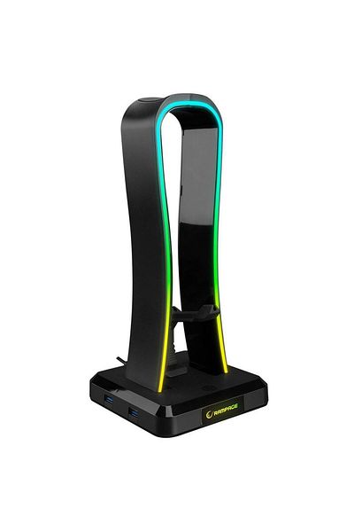 Rampage Rm-H77 X-Base Black Rgb Illuminated 4-Usb Port Stand for Headphones