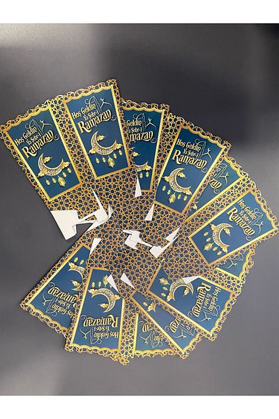 My Paper Craft WELCOME TO RAMADAN DECORATIVE PATTERNED CORN BOX 8 PIECES NAVY BLUE COLOR
