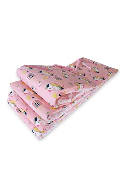 Bebek Özel 80 × 130 (4 قطع) حماية حافة سرير الأطفال الرضع بنمط وحيد القرن الوردي