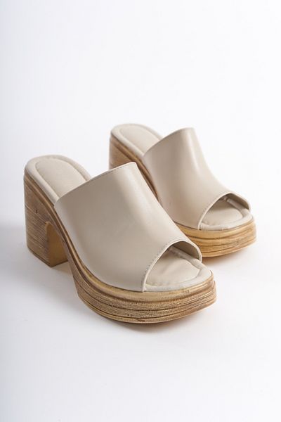 Mubiano Mberr300-n Women's Thick Heeled Nude Slippers