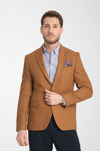 Frappoli Camel Sailor Patika Mono Collar Blazer - Αθλητικό Παλτό