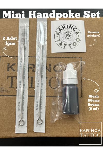 Karınca Piercing Mini Handpoke Set - Permanent Tattoo Needle and Paint Kit, Ant Tattoo
