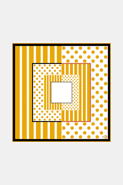 Vakko SARI GEOMETRİK DESENLİ TWILL EŞARP