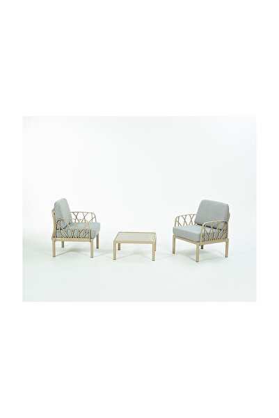 Novussi GARDA Sofa Set 1+1+Sehpa GRİ Minderli