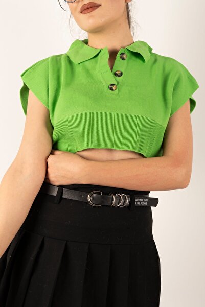 İKLİM LİFE Κοντό πουλόβερ με κουμπιά και γιακά