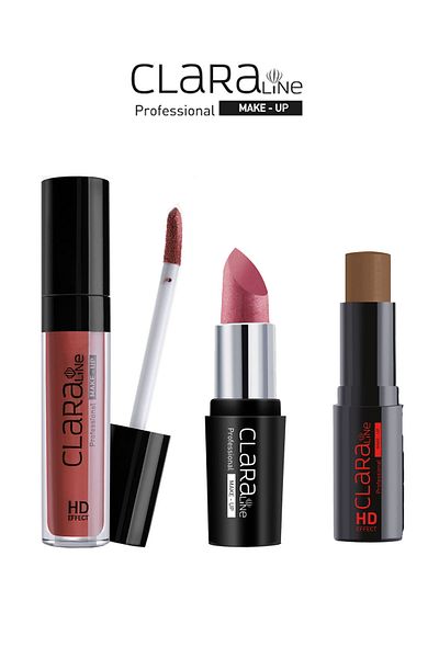 Clara Bare Beauty Clara Line Lipcream Matte 402+stick foundation 42+ lipstick 528