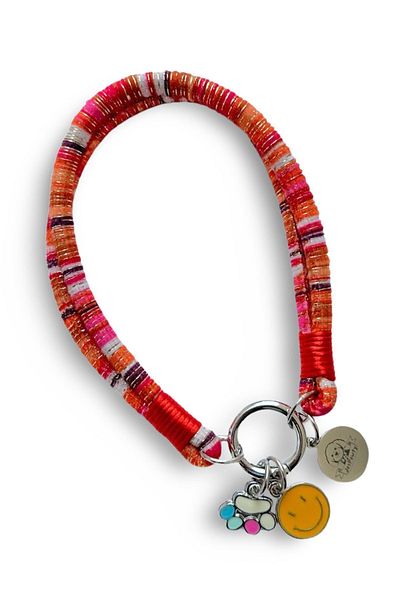JesPawty Jesspecial Red Rope Rope Cat Dog Necklace with Charm Pendant Silver Color
