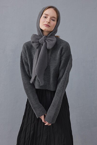 Fahhar Anthracite Soft Balaclava - Lacing Detailed Beret