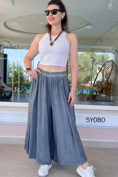 İnce Topuk Loose Viscose Trousers 5Y080