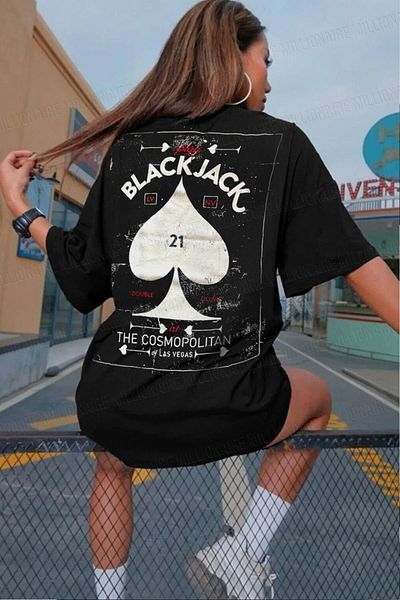 Millionaire Tricou negru Black Jack pentru damă, cu croială largi, cu croială largi