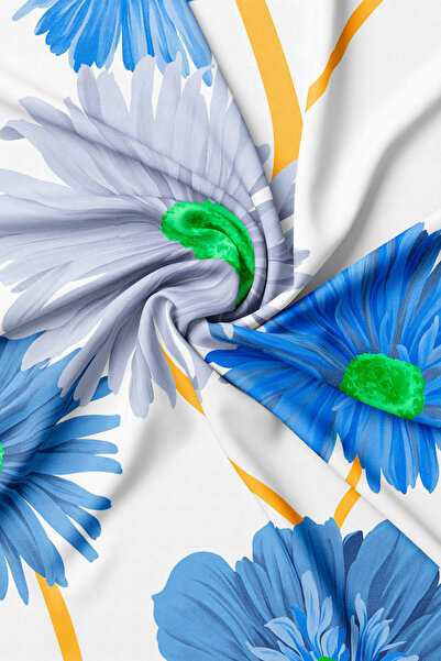 Vakko AÇIK MAVİ ÇİÇEK DESENLİ TWILL EŞARP