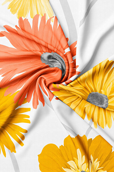 Vakko SARI ÇİÇEK DESENLİ TWILL EŞARP