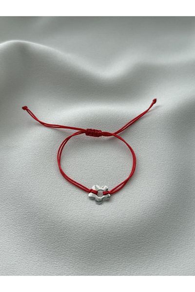 AŞIK ACCESSORIES Red String Flower Bracelet-925 Sterling Silver