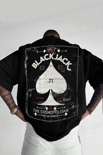 Millionaire Ανδρικό μπλουζάκι μαύρο μαύρο Jack Oversize Loose Wide Fit Loose Cut T-shirt