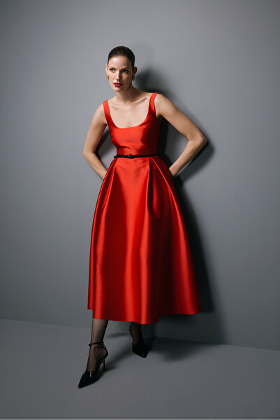 adL Mert Aslan Kolsuz Midi Boy Elbise