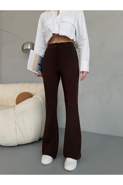 alanora Women's High Waist Flared Leg Stretchy Lycra Fabric Pants