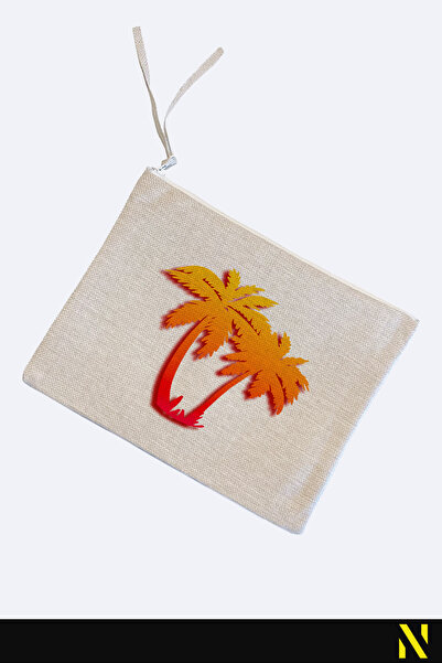 nilizma Palm Tree Patterned Linen Handbag