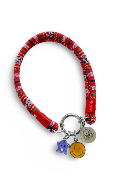 JesPawty Red Rope Rope Cat Dog Necklace with Charm Pendant Silver Color