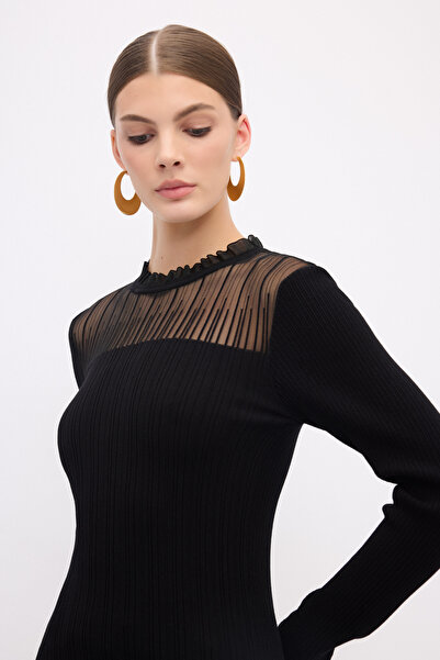 adL Yaka Detaylı Triko Kazak