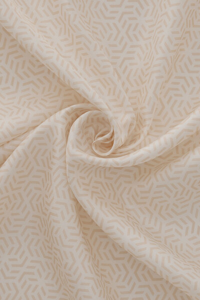 Vakko Ekru Geometric Patterned Twill Scarf