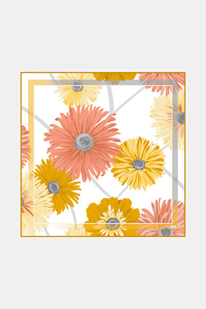 Vakko SARI ÇİÇEK DESENLİ TWILL EŞARP