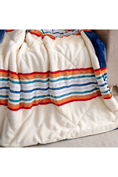 Mezoe Stripe Pattern Soft and Luxurious Quilted Velvet Throw