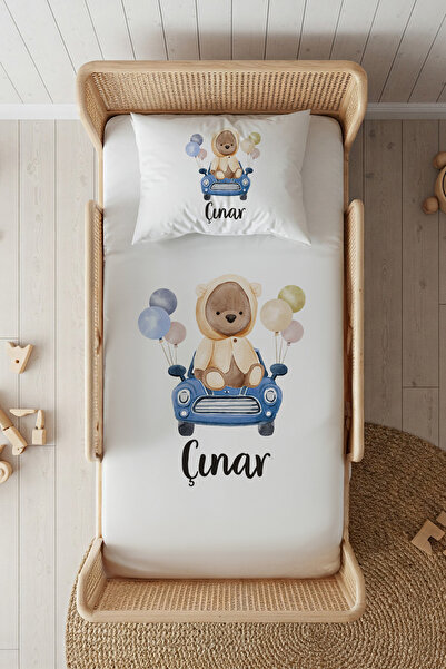 Lilabio %100 Pamuk Saten İsme Özel İsimli 100x200 Tek Kişilik Lastikli Çarşaf...