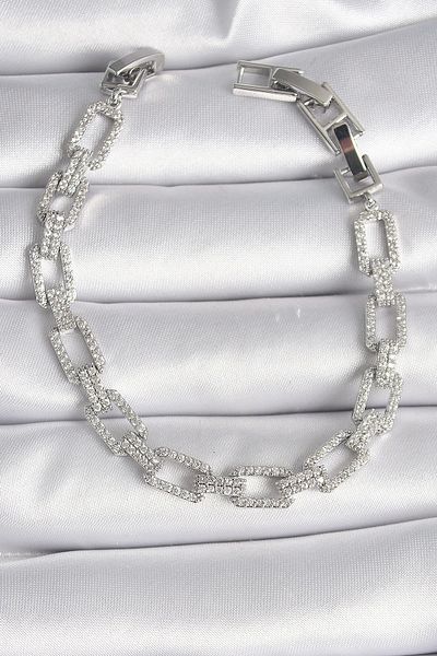 Clariss Brass Silver Color Zircon Stone Chain Model Vip Series Women's Bracelet
