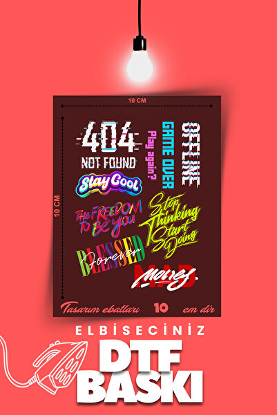 VİZYON İKRA "TİPOGRAFİ" Temalı Ütü ile Yapışan Tişört Tekstil Transfer Dtf Baskı