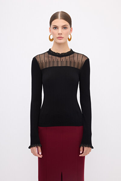 adL Yaka Detaylı Triko Kazak