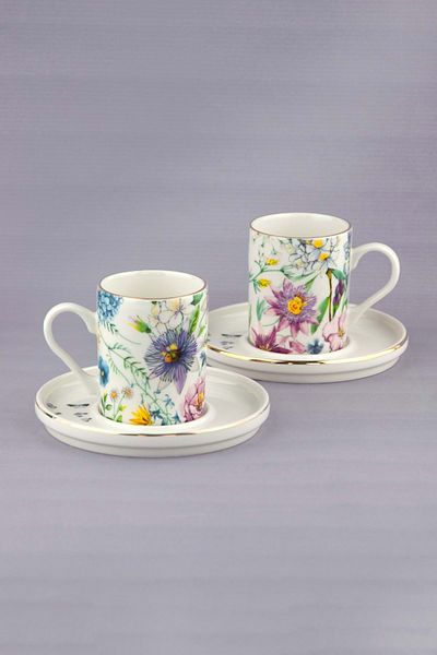 Bursa Porselen Dekor Olivia Gold Gilded Set of 2 Coffee Cups