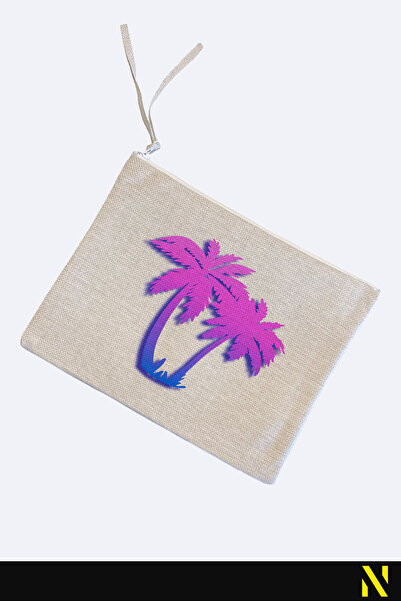 nilizma Palm Tree Patterned Linen Handbag