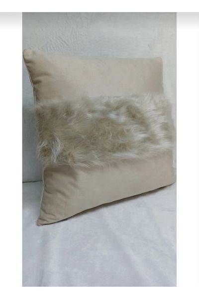 Rüyam Husă de pernă decorativă din pluș crem cu model