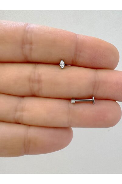 Arescollection 1 adet G23 TİTANİUM ( titanyum ) tragus helix kıkırdak uyumlu ...