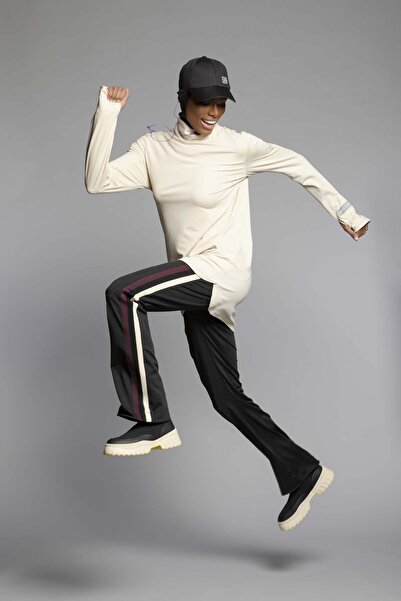 FD SPORTS بنطال رياضي بألواح جانبية مخططة - أسود