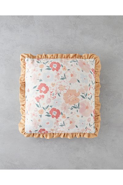 English Home Husa de perna cu flori colorate 45x45 cm mustar
