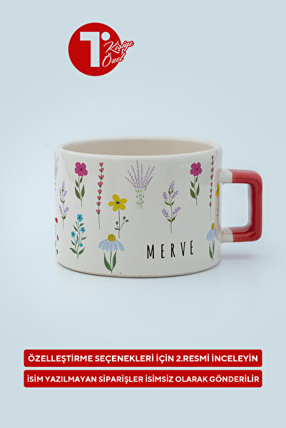 birtasarım Bir Tasarım Karışık Çiçekli İsimli Fincan