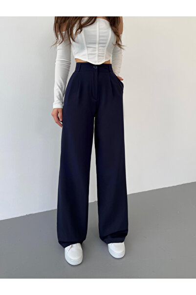 BİKELİFE Női, magas derekú, széles szárú Palazzo szövetnadrág