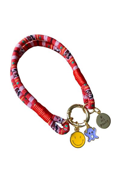 JesPawty Red Rope Cat Dog Necklace with Charm Ends