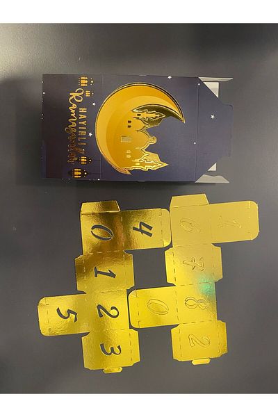 My Paper Craft GOOD RAMAZANLAR PRINTED RAMADAN COUNTER NAVY BLUE COLOR GOLD NUMBERS
