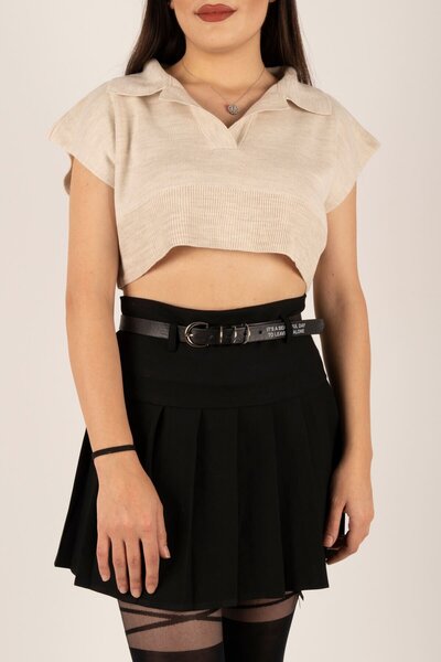 İKLİM LİFE Κοντό πουλόβερ με κουμπιά και γιακά