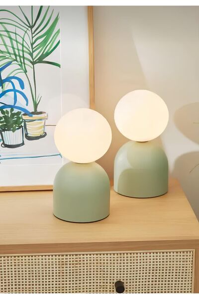 Buiva Modern Tasarım Venüs Abajur Beyaz Glop Camlı Kablolu Tak Çalıştır Masa ...