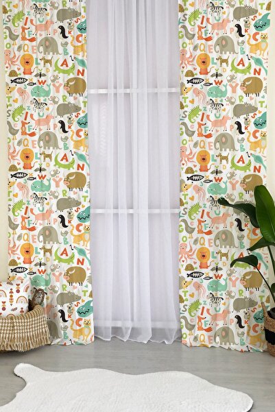 milroma Animal Pattern Velvet Baby and Kids Room Background Curtain - White