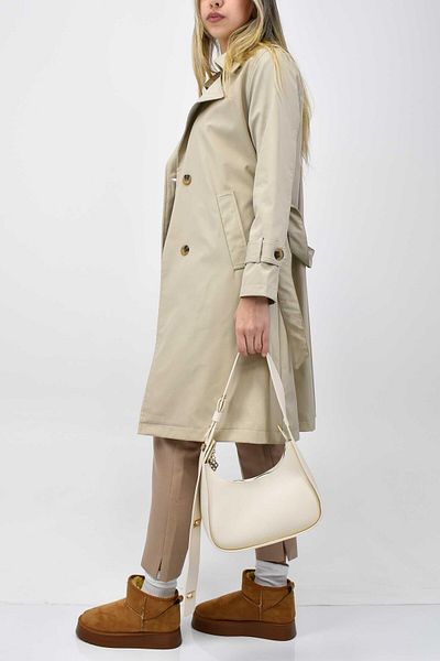 birizmoda Slit Lined Seasonal Trench Coat - Beige
