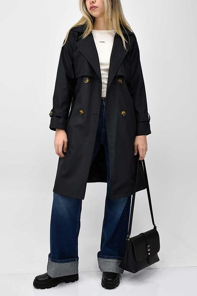 birizmoda Windbreaker Detailed Lined Trench Coat – Black