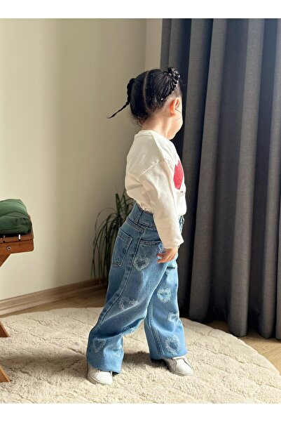 ELONKİDS Двохкомпонентний комплект для дівчаток з джинсами з сердечками